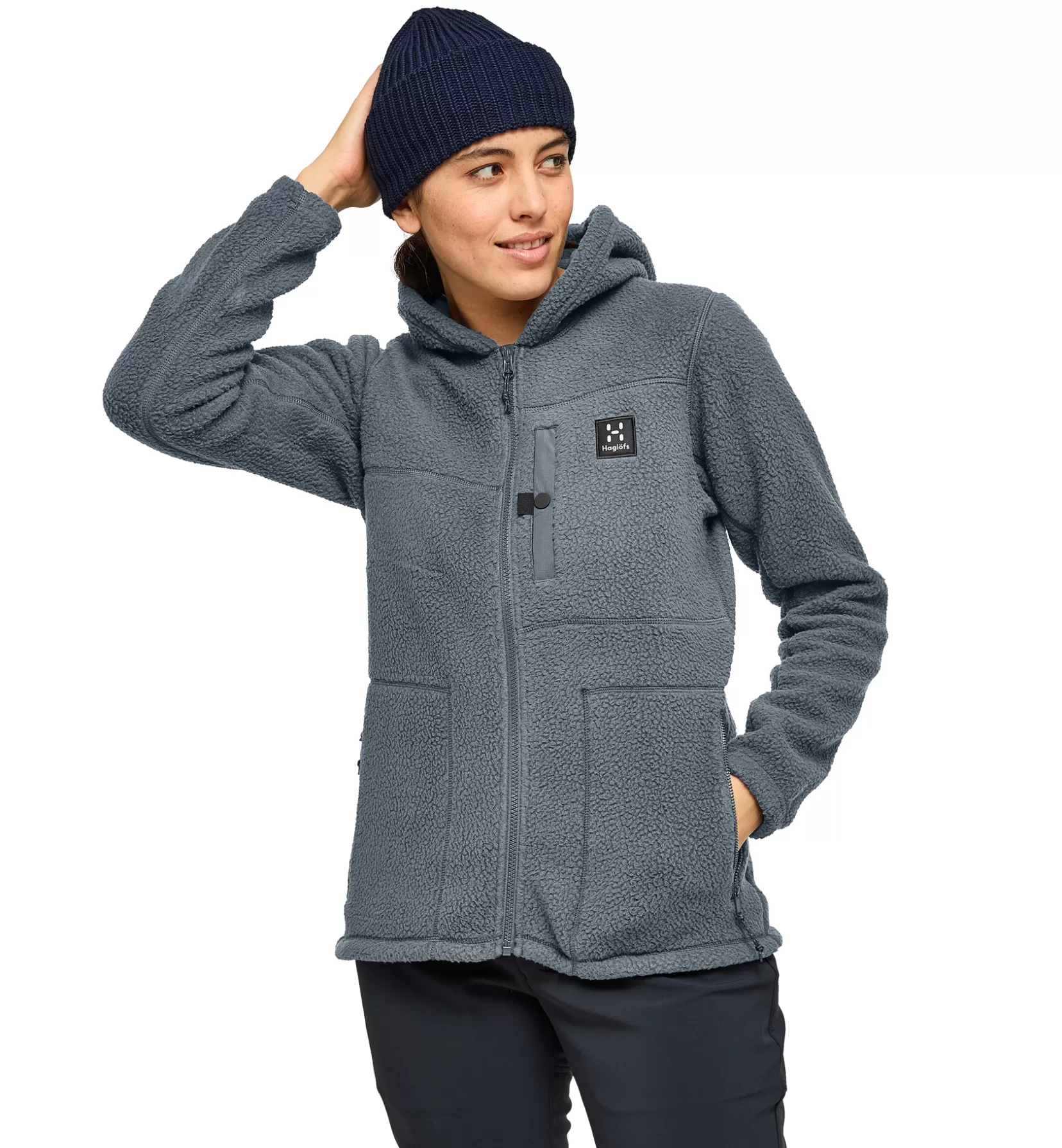 Cheap Haglöfs Malung Pile Hood Women Steel Blue
