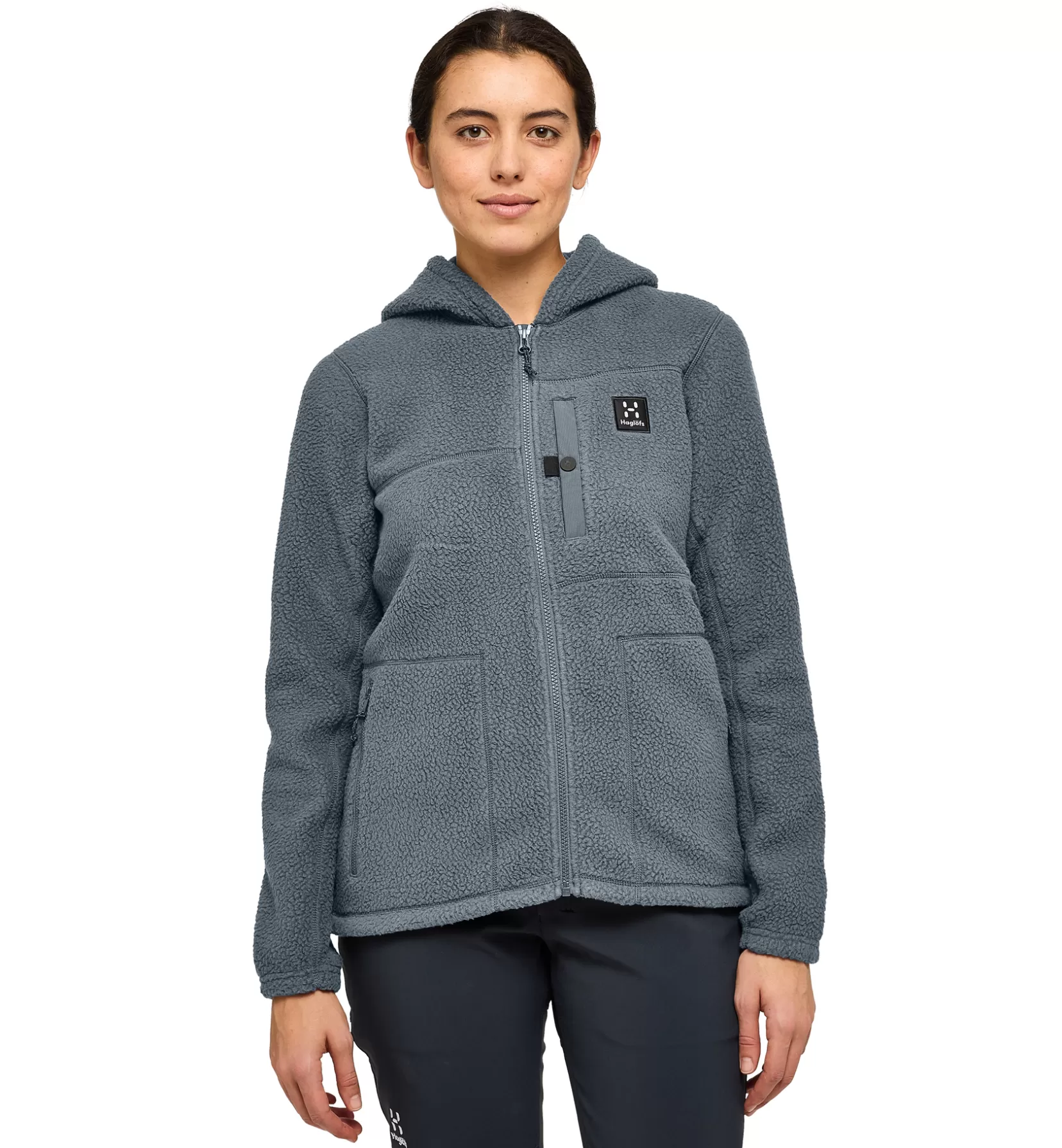 Cheap Haglöfs Malung Pile Hood Women Steel Blue