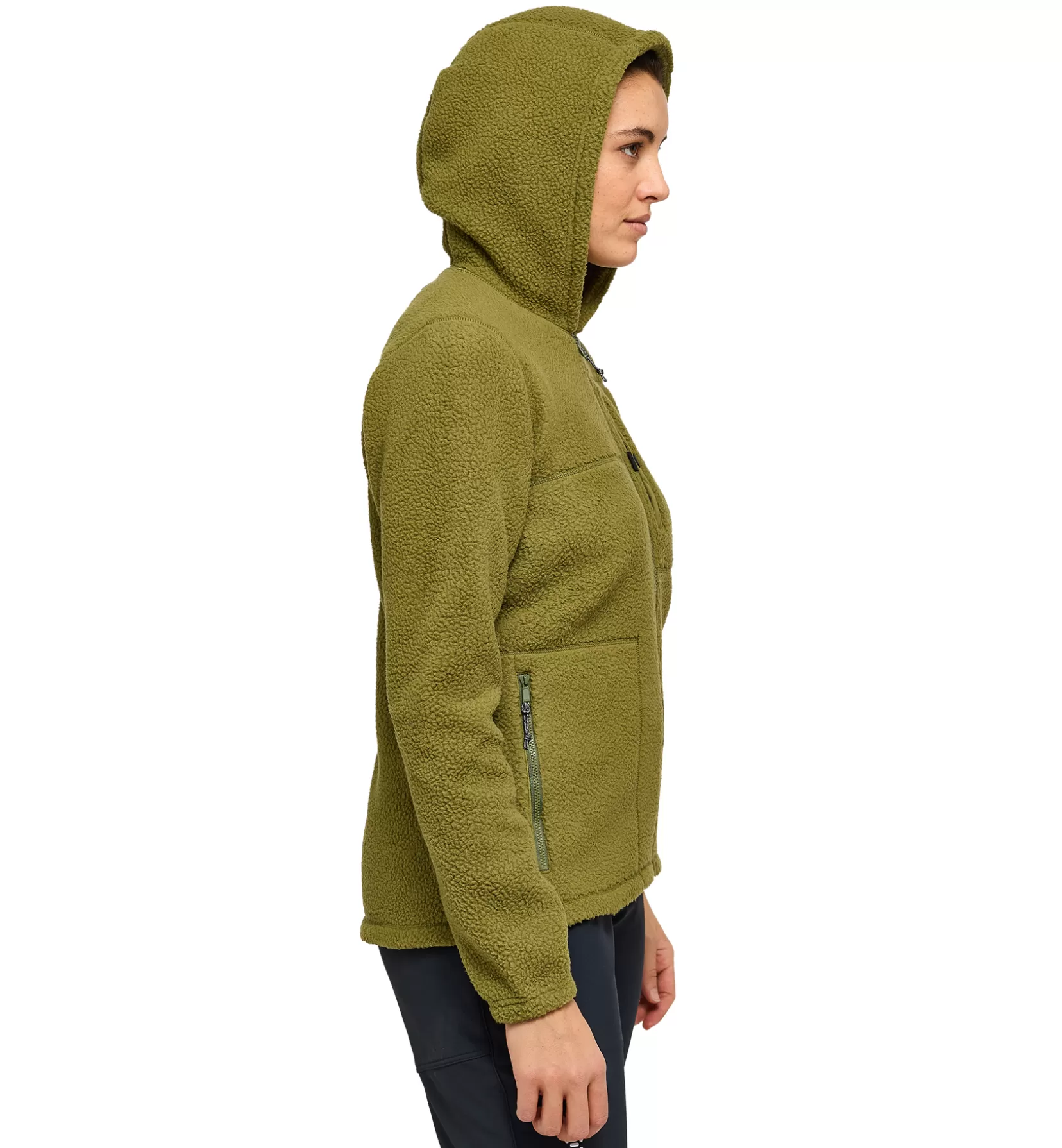 Shop Haglöfs Malung Pile Hood Women Olive Green