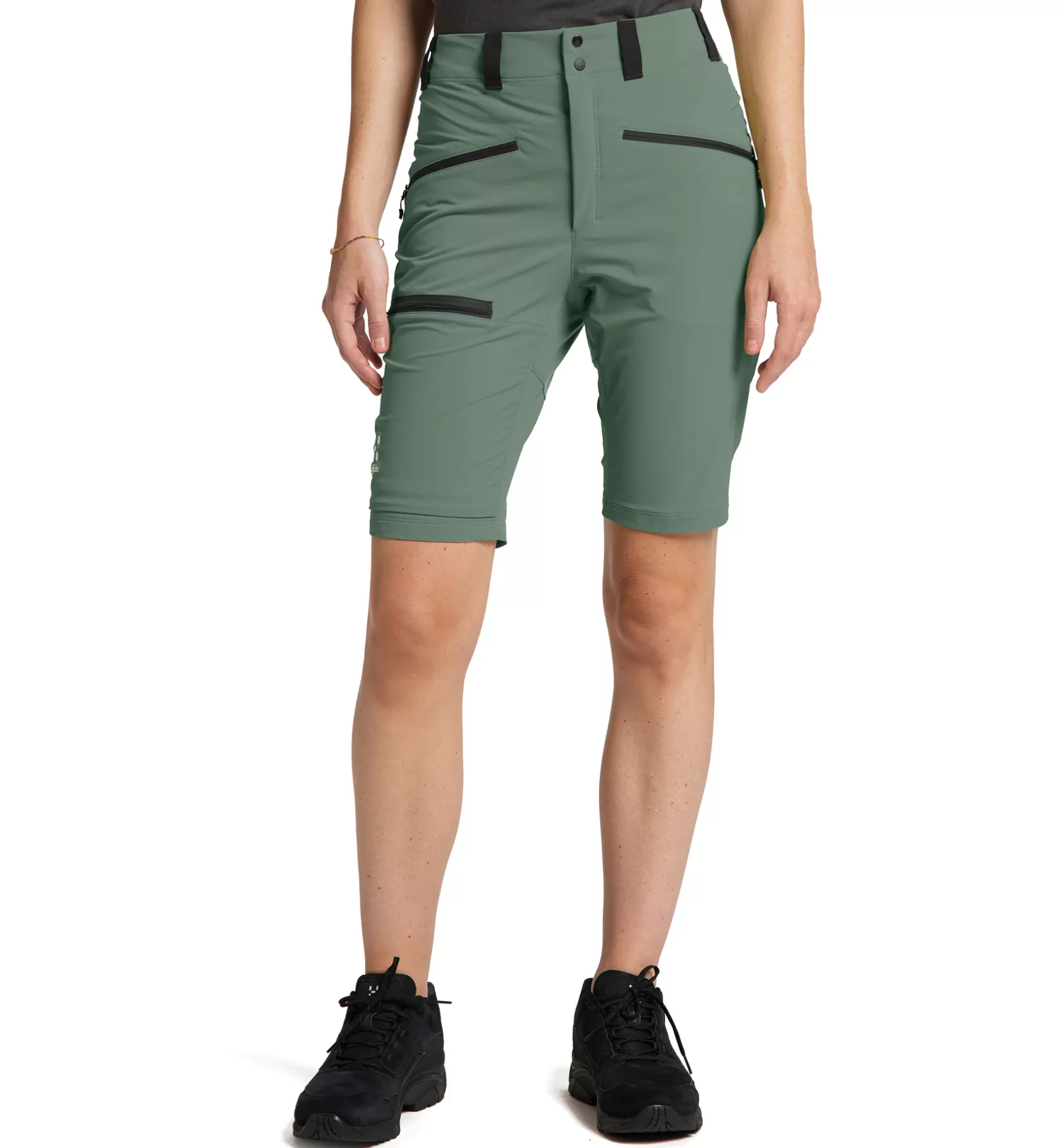 Cheap Haglöfs Mid Slim Shorts Women Fjell green/True black