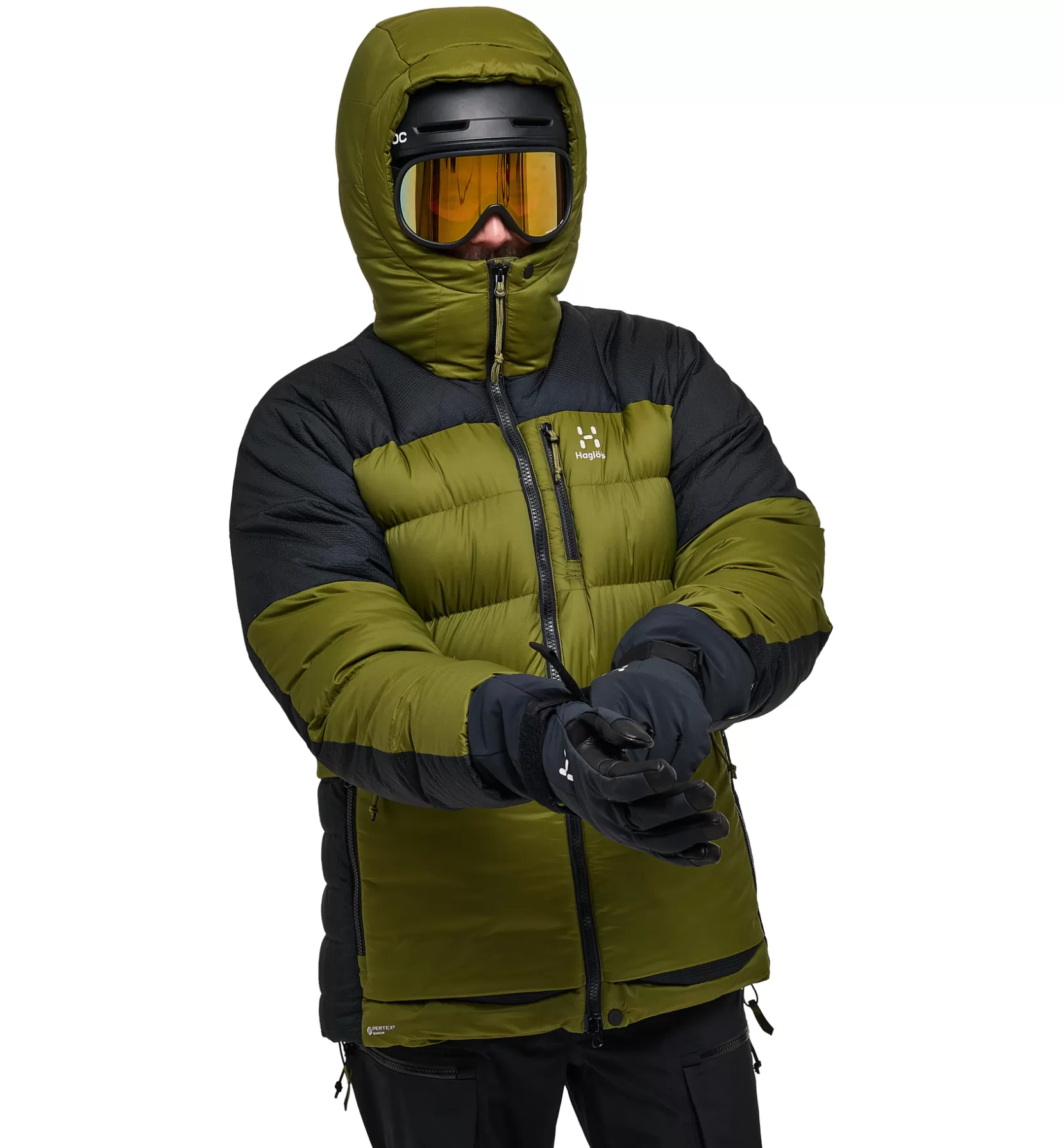 New Haglöfs Riksgränsen Down 850 Hood Men Olive Green/True Black