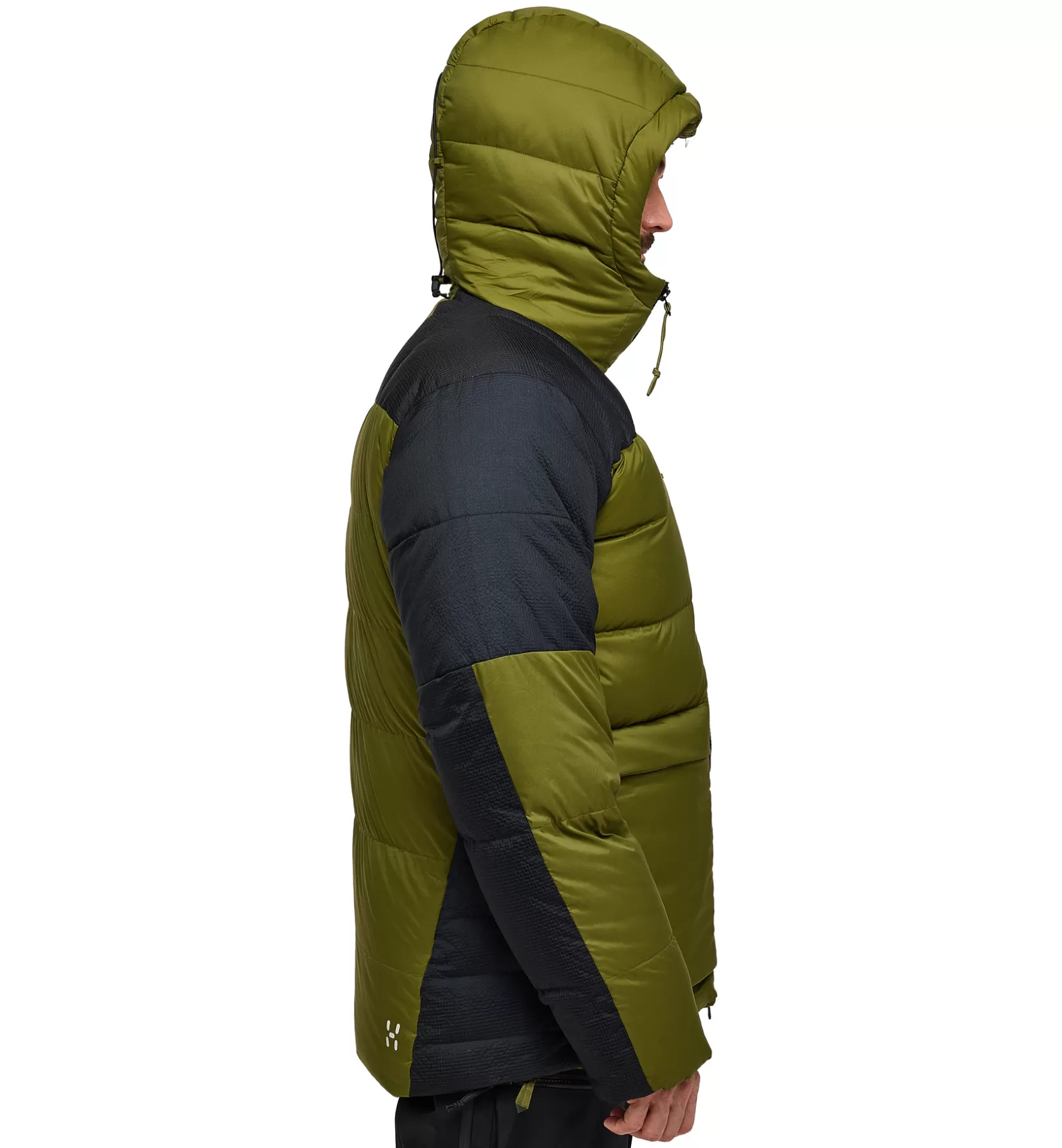 New Haglöfs Riksgränsen Down 850 Hood Men Olive Green/True Black